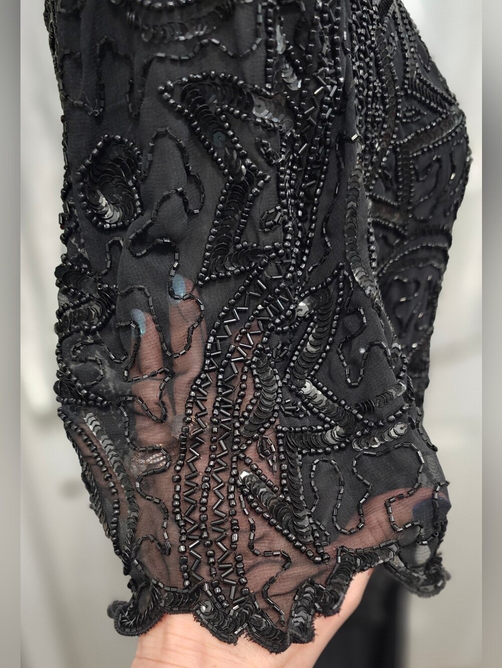 💜 Vintage Brilliante by JA Black Beaded Formal Mother Of The Groom Dress Large - Picture 5 of 7